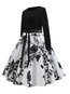 Vintage Trumpet Floral Patchwork Polyester Knee Length Dresses (Style V201272)