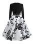 Vintage Trumpet Floral Patchwork Polyester Knee Length Dresses (Style V201272)