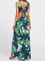 Travel Look A-line V-neck Plants Print Maxi Dresses (Style V201276)