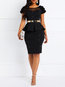 Western Bodycon Round Neck Wavy Edge Satin Knee Length Dresses (Style V201280)