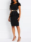 Western Bodycon Round Neck Wavy Edge Satin Knee Length Dresses (Style V201280)