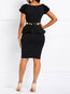 Western Bodycon Round Neck Wavy Edge Satin Knee Length Dresses (Style V201280)