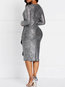 Date Night Bodycon V-neck Plain Cascading Ruffle Bodycon Dresses (Style V201288)