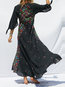 Travel Look Expansion V-neck Print Polyester Maxi Dresses (Style V201290)