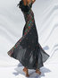 Travel Look Expansion V-neck Print Polyester Maxi Dresses (Style V201290)