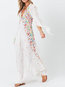 Travel Look Expansion V-neck Print Polyester Maxi Dresses (Style V201290)