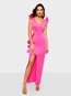 Sports V-neck Plain Asymmetrical Polyester Maxi Dresses (Style V201307)