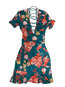 Mermaid V-neck Floral Print Polyester Mini Dresses (Style V201308)