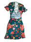 Mermaid V-neck Floral Print Polyester Mini Dresses (Style V201308)