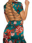 Mermaid V-neck Floral Print Polyester Mini Dresses (Style V201308)
