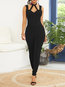 Maxi Skinny Plain Polyester Backless Jumpsuit (Style V201323)