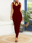 Maxi Skinny Plain Polyester Backless Jumpsuit (Style V201323)