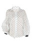 Shawl Collar Standard Loose Polka Dot Pattern Blouse (Style V201325)