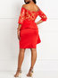 Elegant Bodycon Off The Shoulder Patchwork Satin Knee Length Dresses (Style V201327)