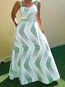 Elegant Expansion Square Neck Striped Satin Maxi Dresses (Style V201329)