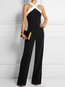 Maxi Slim Office Color Block Backless Jumpsuit (Style V201341)