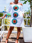 Fashion Bodycon Off The Shoulder Geometric Polyester Casual Dresses (Style V201347)