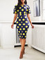 Western Bodycon Round Neck Print Satin Work Dresses (Style V201352)