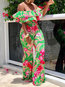 Loose Fashion Floral Milk Fiber Pattern Jumpsuit (Style V201355)