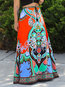 Ankle Length Fit and Flare Fashion Polyester Geometric Skirt (Style V201356)