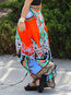 Ankle Length Fit and Flare Fashion Polyester Geometric Skirt (Style V201356)