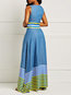 Western Expansion Round Neck Striped Patchwork Maxi Dresses (Style V201378)