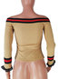 Off The Shoulder Slim Sexy Striped Polyester Sweater (Style V201383)