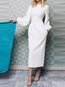 Fashion A-line Round Neck Plain Polyester Casual Dresses (Style V201389)