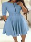 Basic A-line Plain Belt Casual Dresses (Style V201393)