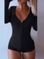 Mini Slim Casual Plain Cotton Jumpsuit (Style V201399)