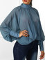 Standard Loose Elegant Plain Polyester Blouse (Style V201403)