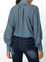 Standard Loose Elegant Plain Polyester Blouse (Style V201403)