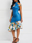 Western Mermaid Off The Shoulder Color Block Patchwork Maxi Dresses (Style V201415)
