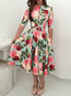 Fashion A-line Color Block Print Casual Dresses (Style V201419)