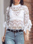 Standard Slim Sexy Polyester Lace Blouse (Style V201420)