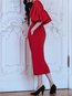 Office Bodycon Round Neck Plain Polyester Work Dresses (Style V201421)