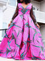 Western Expansion V-neck Color Block Patchwork Maxi Dresses (Style V201426)