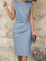 Basic Pencil Round Neck Polka Dot Polyester Casual Dresses (Style V201432)