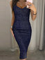 Western Bodycon Plain Polyester Casual Dresses (Style V201445)
