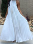 Fashion Pleated Halter Plain Ruffle Casual Dresses (Style V201454)