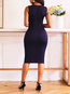 Western Bodycon Round Neck Color Block Satin Work Dresses (Style V201456)