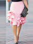 Knee Length Bodycon Fashion Ruffle Plain Skirt (Style V201467)