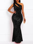 Sexy Mermaid Asymmetric Plain Sequin Maxi Dresses (Style V201475)