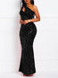 Sexy Mermaid Asymmetric Plain Sequin Maxi Dresses (Style V201475)
