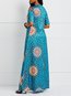 Western Straight Floral Print Satin Maxi Dresses (Style V201482)
