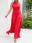 Maxi Slim Casual Polyester Patchwork Jumpsuit (Style V201493)
