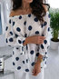 Midi Loose Polka Dot Chiffon Pattern Blouse (Style V201497)