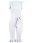 Knee Length Slim Casual Plain Cotton Jumpsuit (Style V201499)