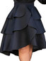 Knee Length Cupcake Skirts Asymmetrical Polyester Plain Skirt (Style V201507)