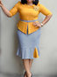 Western Mermaid Color Block Patchwork Work Dresses (Style V201515)